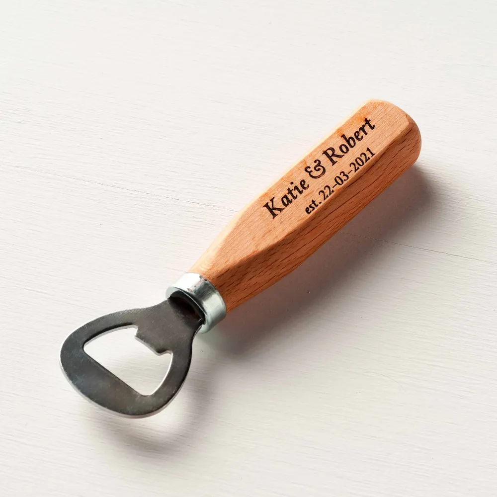 Abrebotellas de madera personalizado - Grabado de texto