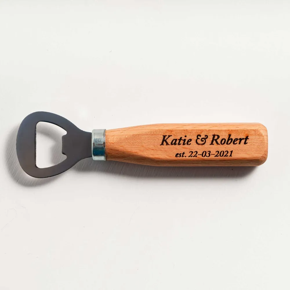 Abrebotellas de madera personalizado - Grabado de texto