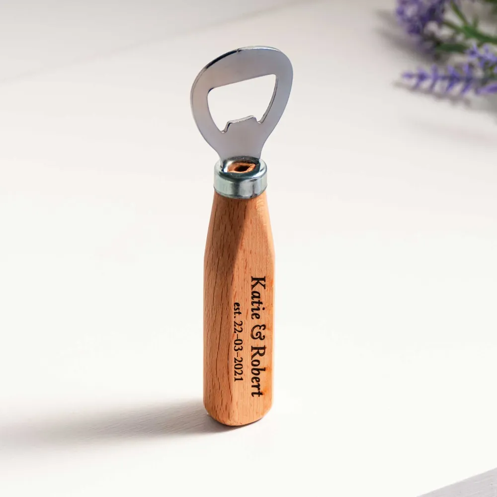 Abrebotellas de madera personalizado - Grabado de texto