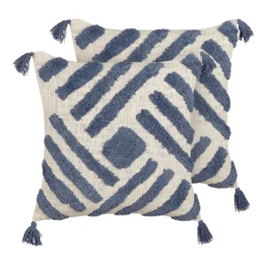 Almohadilla para Planchar Conjunto de 2 cojines de algodón azul/beige preciso acolchado 45 x 45 cm JACARANDA