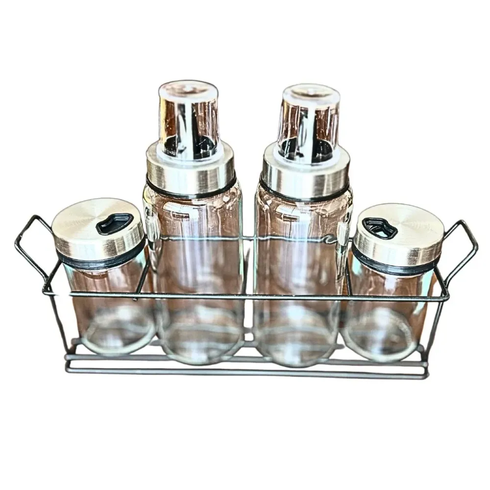 Alcuza de 4 botellas especieras