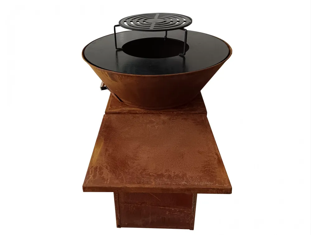 Barbacoa de acero corten con plancha de 60 cm Firstline España