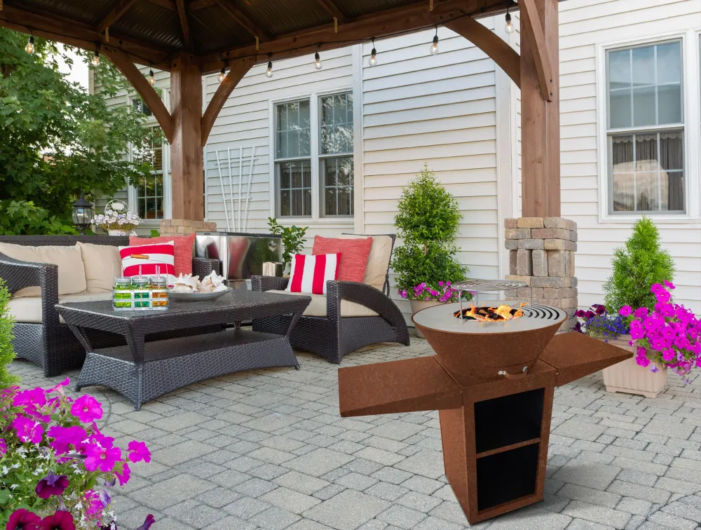 Barbacoa de acero corten con plancha de 60 cm Firstline España