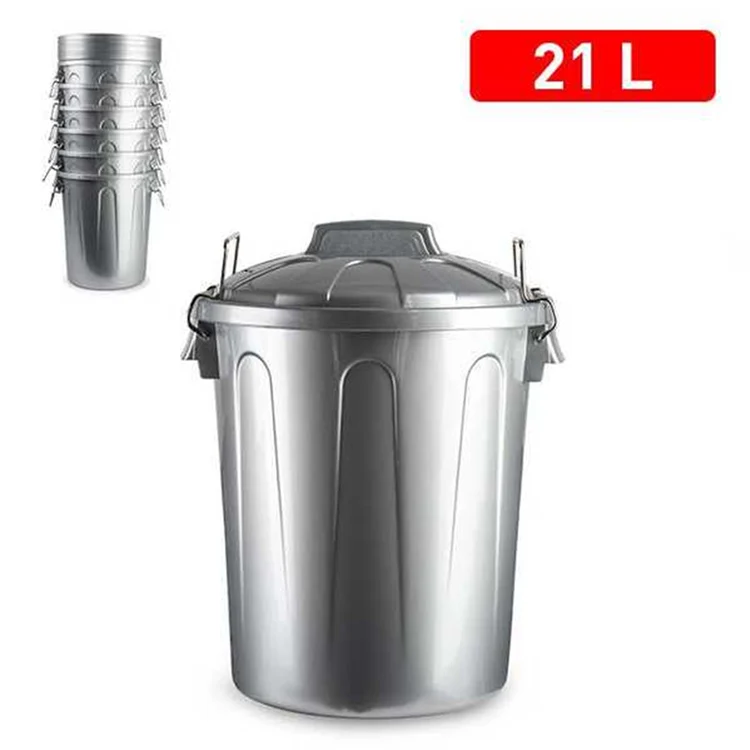 Cubo de Basura 21 L Plata PlasticForte