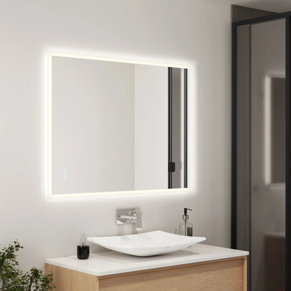 Espejo LED rectangular Mavis de 48" x 36", 3 TCC, con desempañador