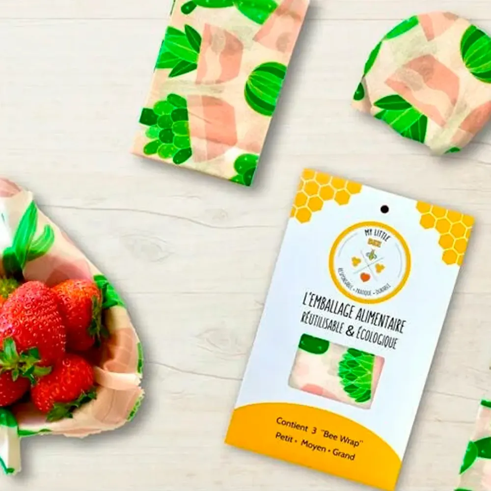Pack de 3 envoltorios ecológicos para alimentos - Bee Wrap Cactus Le Bee Wrap