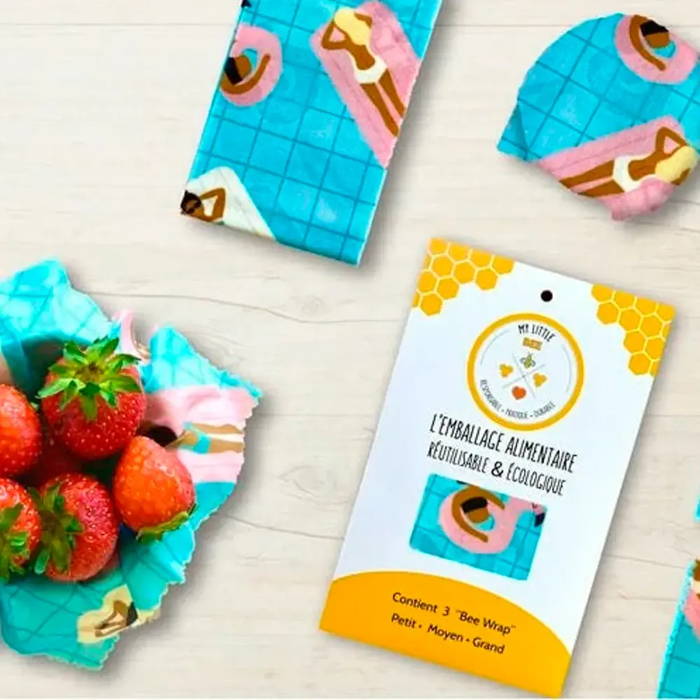 Pack de 3 envoltorios ecológicos para alimentos - Bee Wrap Piscine Le Bee Wrap
