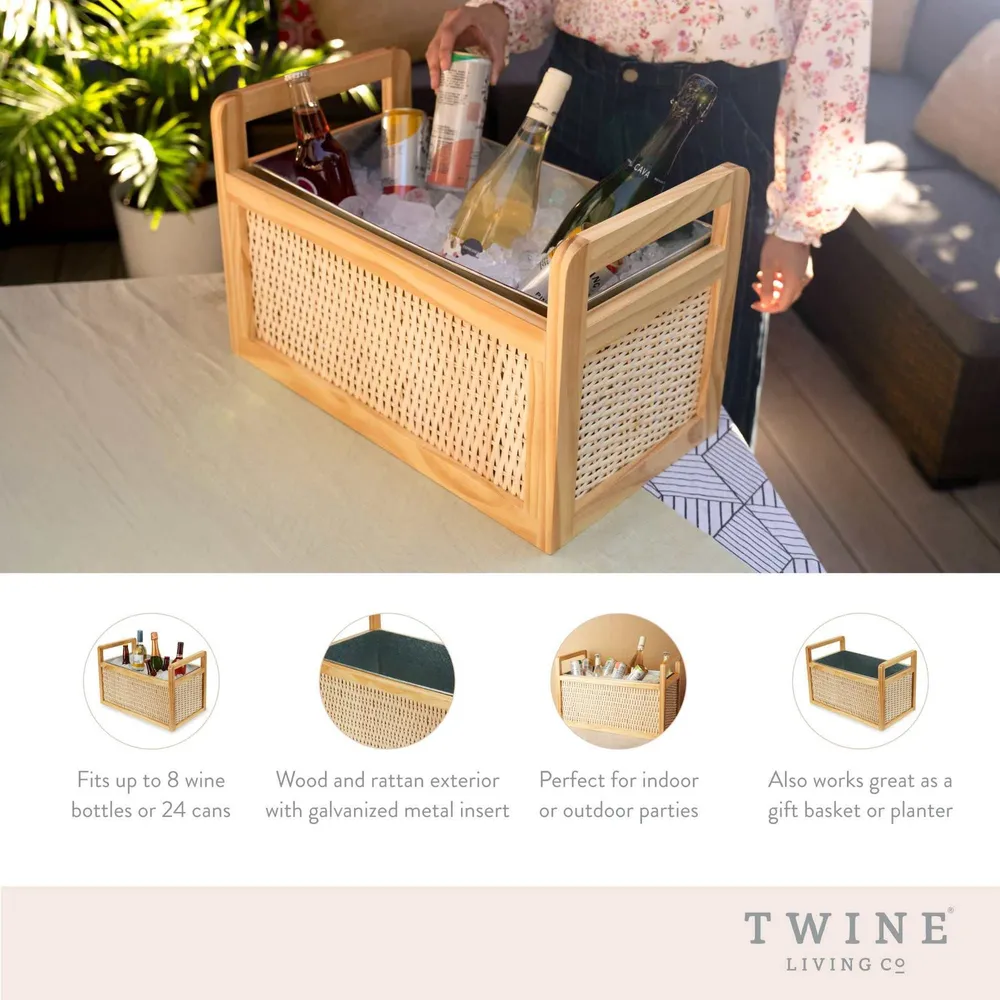 Rattan and Wood Beverage Tub Twine