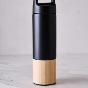 BOTELLA DE ACERO BLACK & BAMBÚ 600ML
