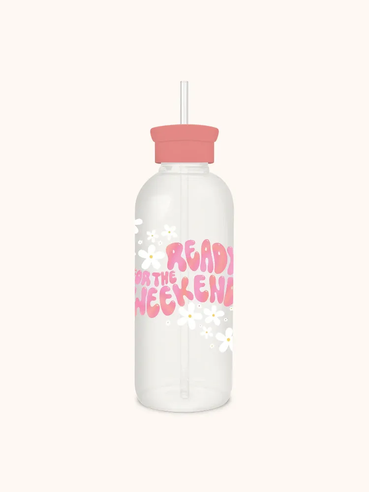 Botella de Vidrio con Bombilla - Get Ready Weekend Studio Oh!