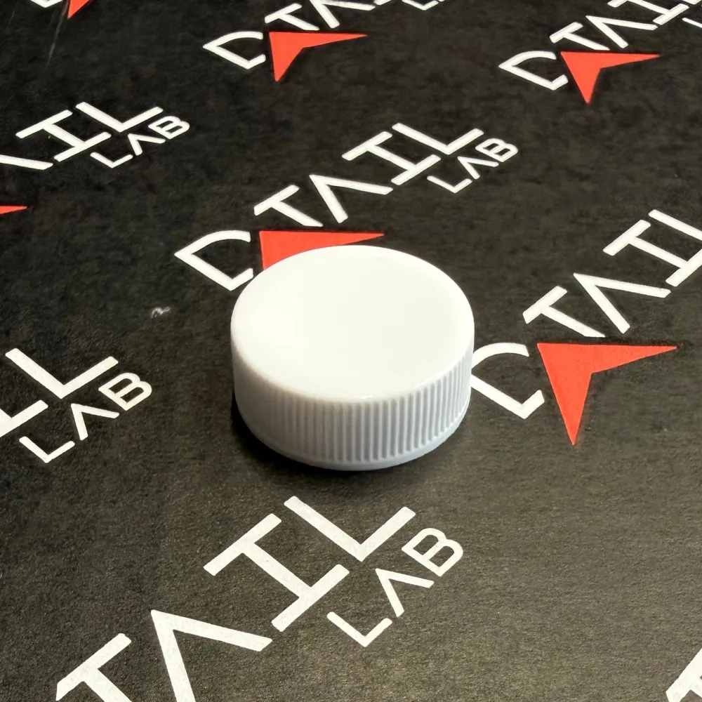 28-400 WHITE SMOOTH TOP FINE RIBBED CAP F217 GLUE D-Tail Lab