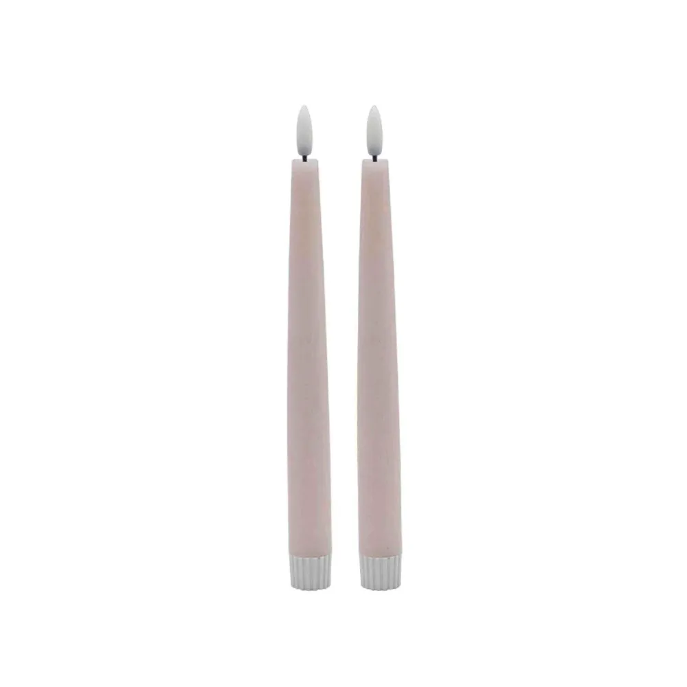 Velas cónicas sin llama rosas – Juego de 2 con llama parpadeante 3D (30 cm de alto) BIDKhome