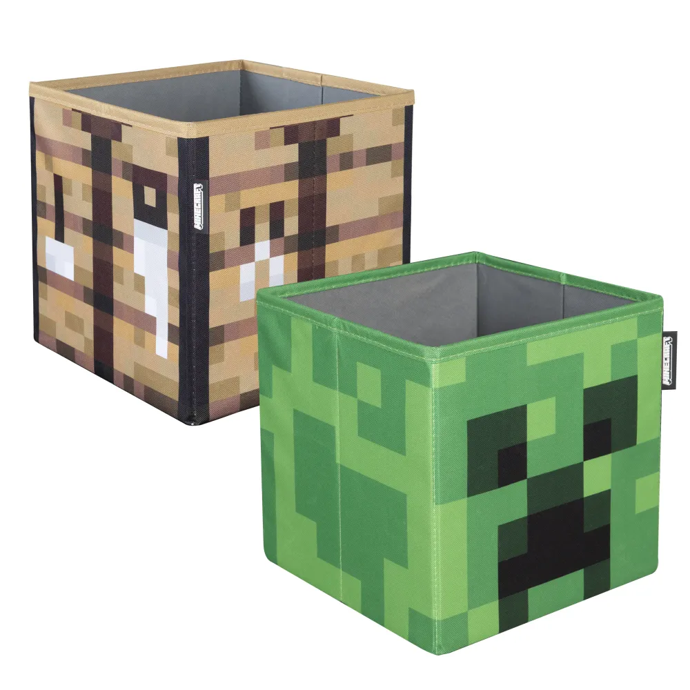 Cajas de tela set de 2 'Minecraft' - plegables - Creeper y caja de madera