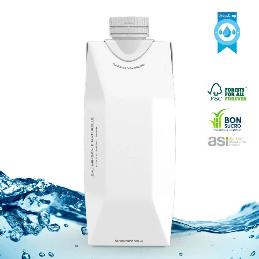 Envase Tetra Pak - Drop Drop 500 ml, edición blanca - Caja de 12 unidades dropbydropwater