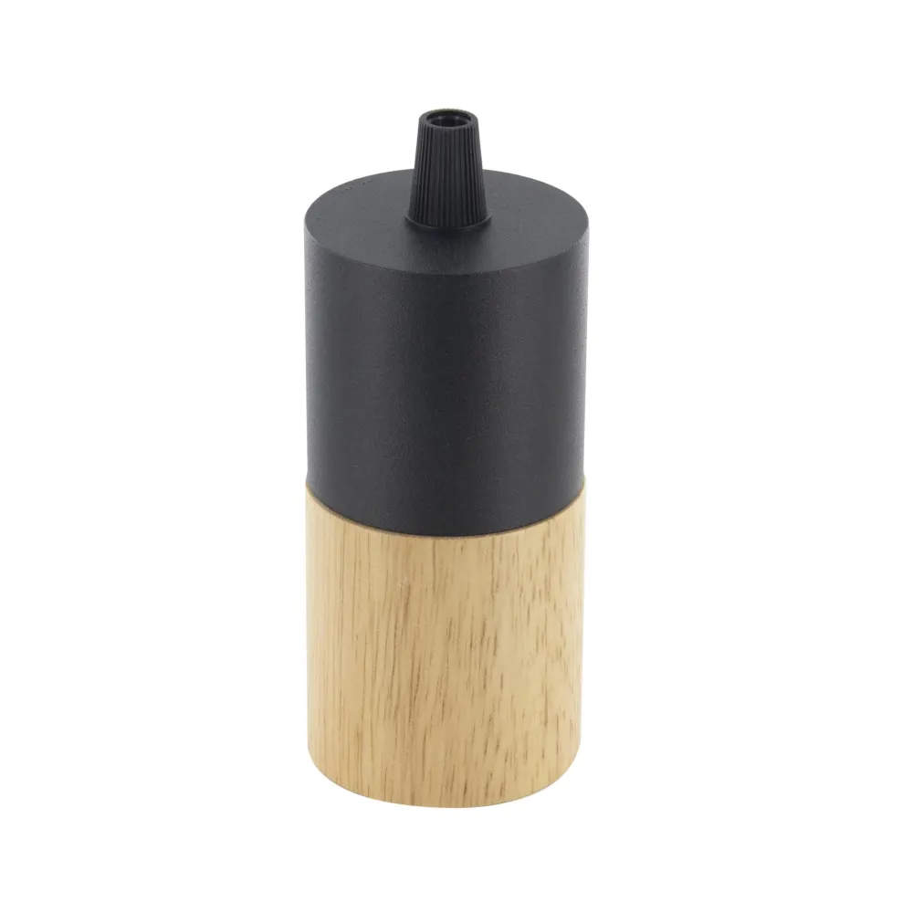 Portalámparas bimaterial - madera/metal negro