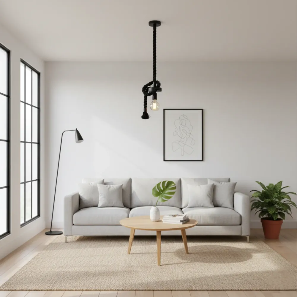 Kit de lámpara colgante de cuerda - negro