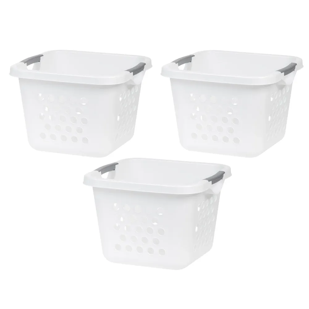 Cesto/cesto compacto para la colada HLB-2 de 30 litros, cesta/organizador de almacenamiento de plástico con asas de fácil...