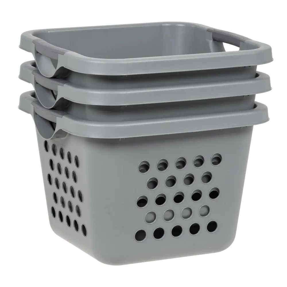 Cesto/cesto compacto para la colada de 30 litros, gris/gris oscuro, paquete de 3 IRIS USA, Inc.