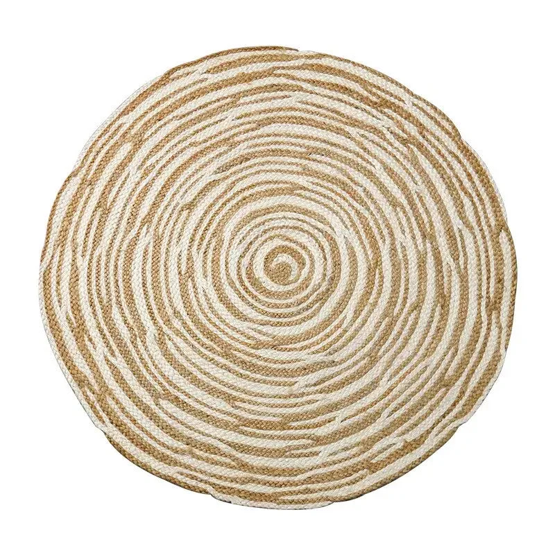 Acero Inoxidable Tapis rond jute blanc Blanc