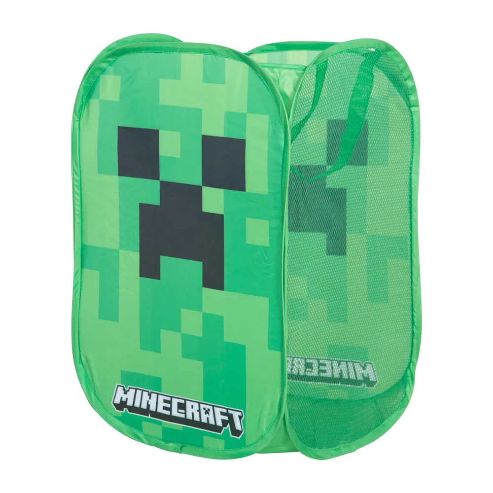 Cesta de la ropa 'Minecraft' – Plegable con 2 asas – Diseño Creeper – Verde / Negro