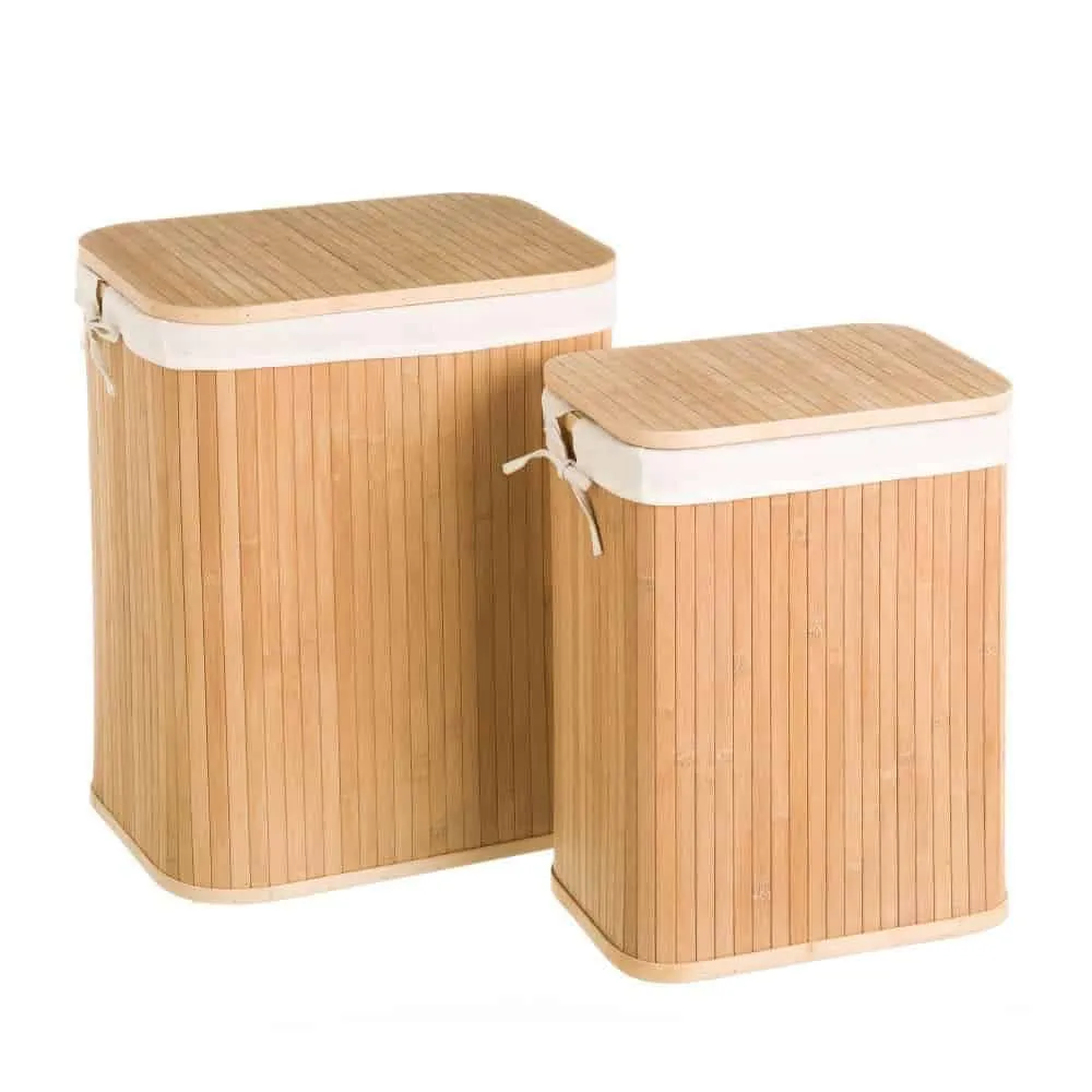 Cesto de ropa de bambu marron nordico CASA SELECCIÓN
