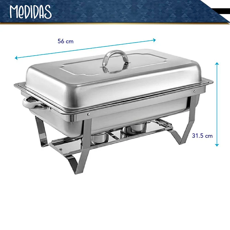 Chafer buffet rectangular de acero inoxidable de 9.5Lt RD ROYAL COOK