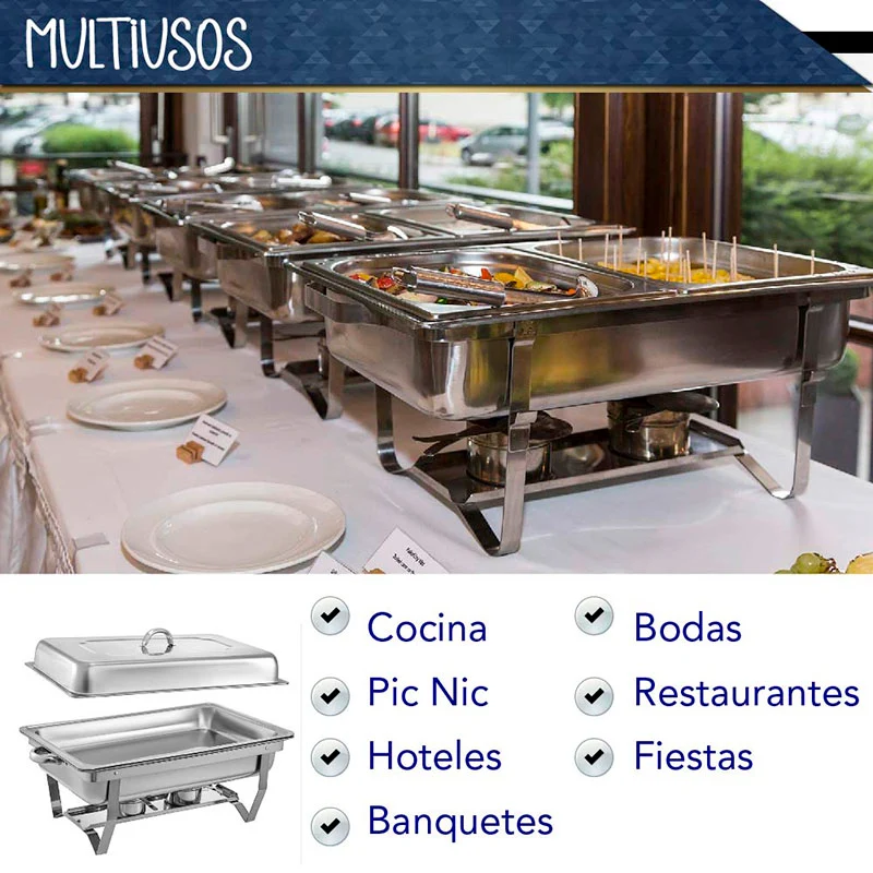 Chafer buffet rectangular de acero inoxidable de 9.5Lt RD ROYAL COOK