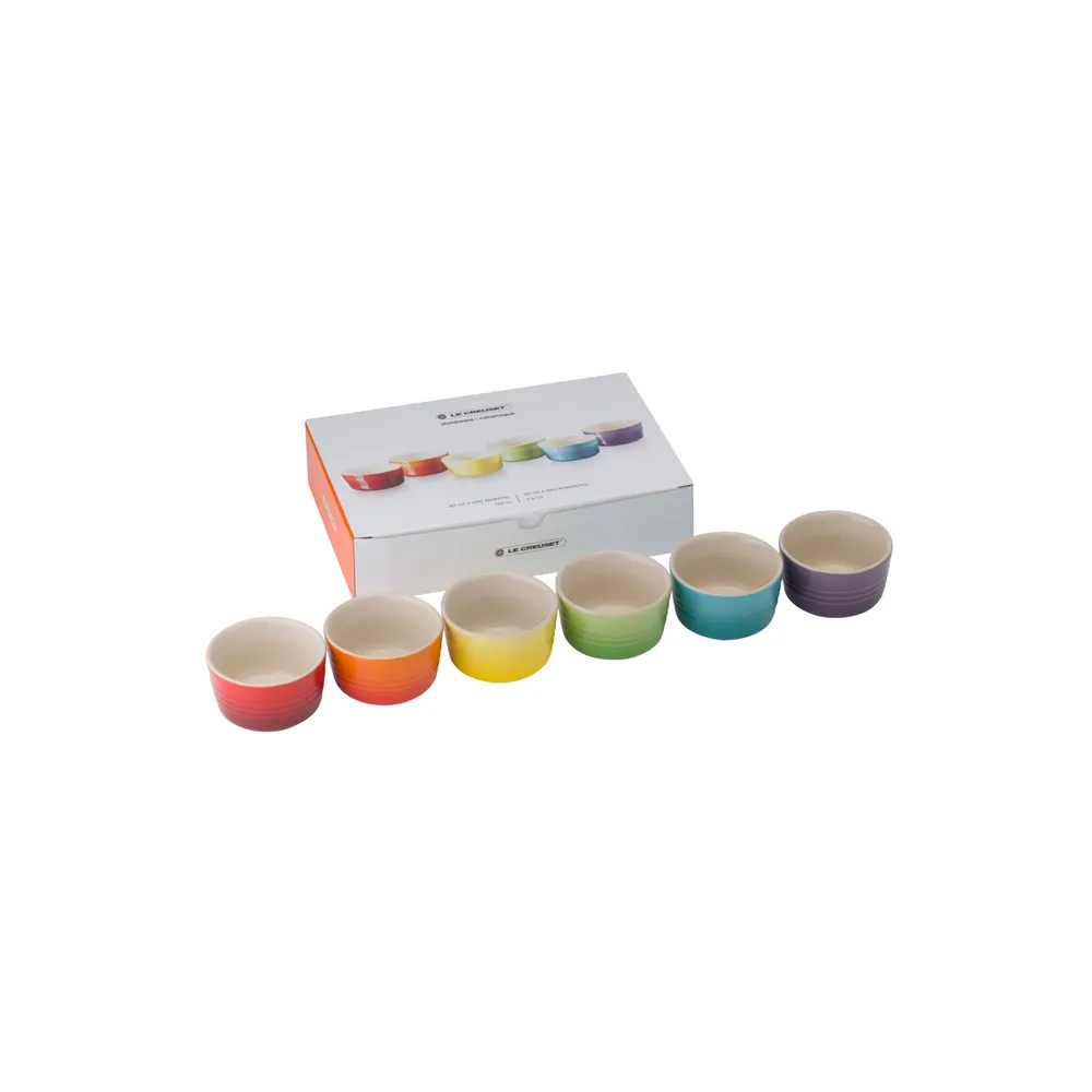 SET 6 MINI RAMEKINES ARCOIRIS (PAL,FLA, SOL, UV, CAR,CER) le creuset