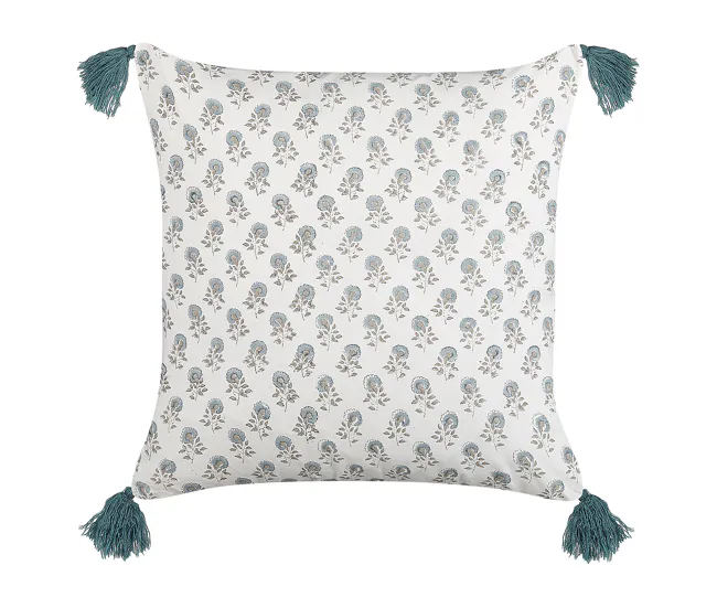 Conjunto de 2 cojines de algodón blanco/azul/gris 45 x 45 cm CORNUS | Apilable | Ligera