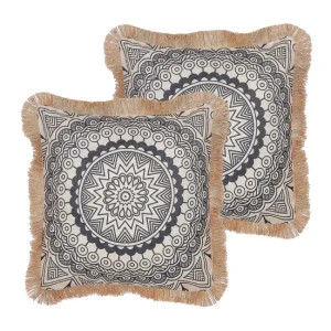 Sillón de Jardín Conjunto de 2 cojines beige/negro 45 x 45 cm AGRIMONY