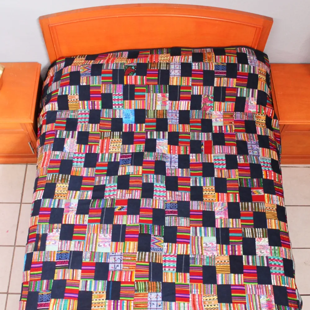 Colcha de Huipil Parches Artesanal King