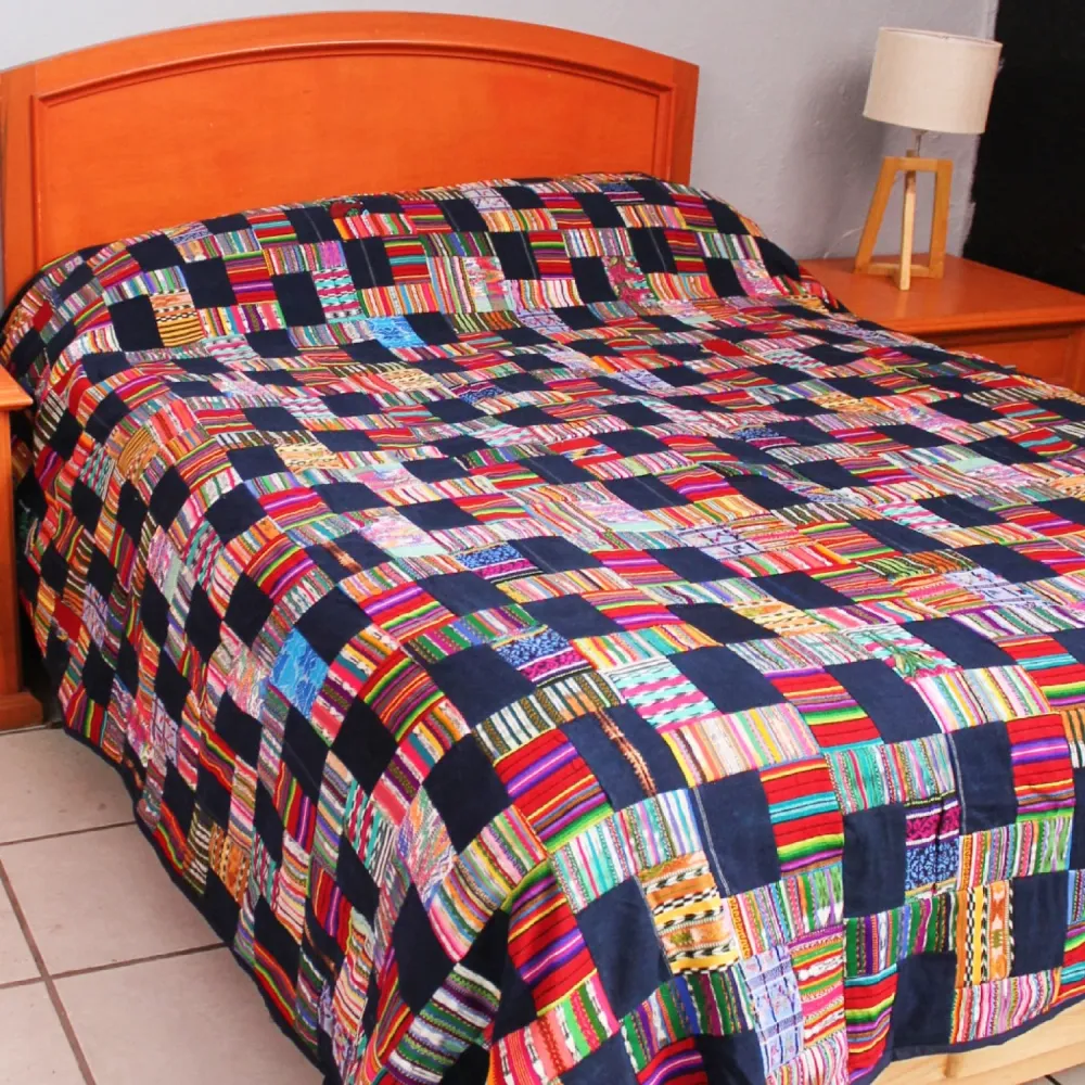 Colcha de Huipil Parches Artesanal King