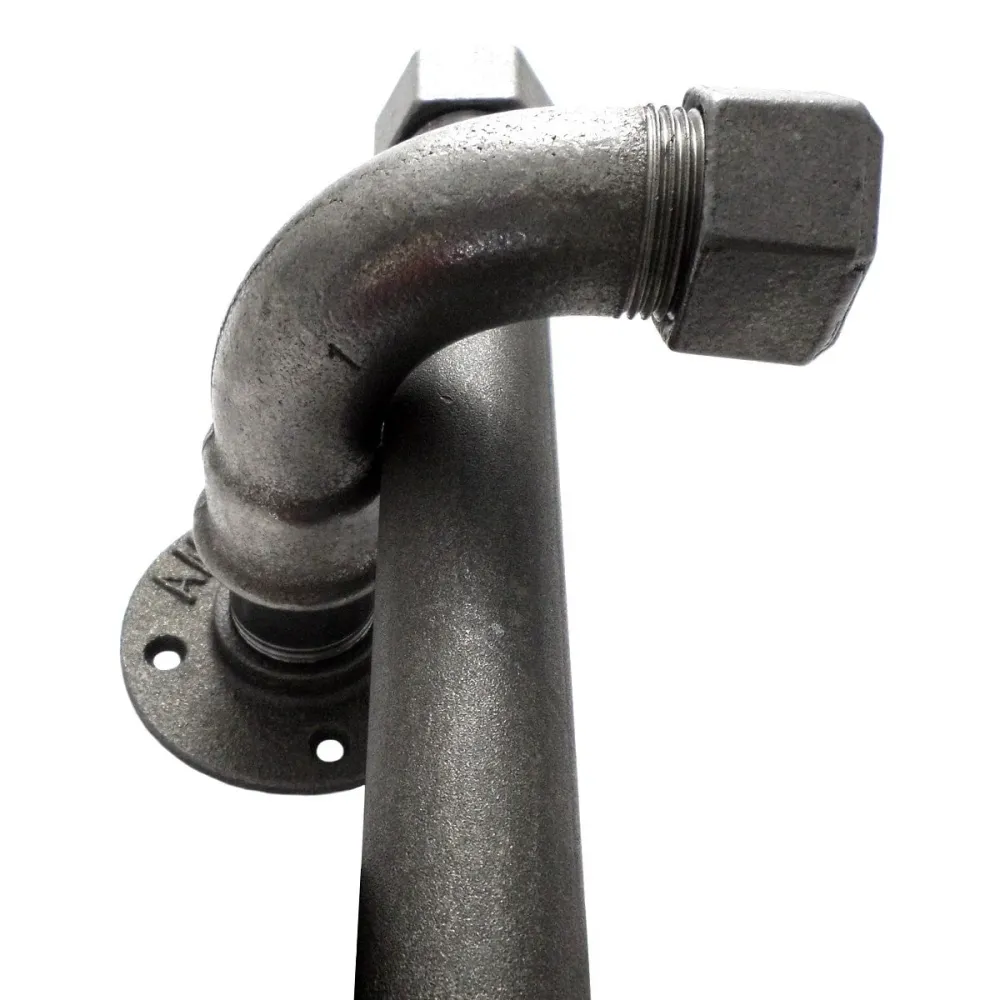 Soporte para barra de cortina de plomerí con codo fundido negro de radio grande styleindus