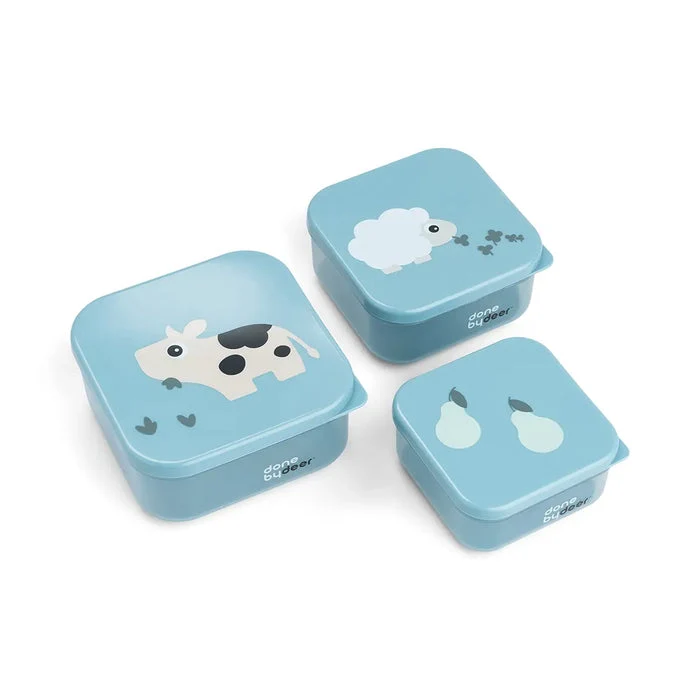 Done Deer Set 3 cajas para snack - tiny farm azul