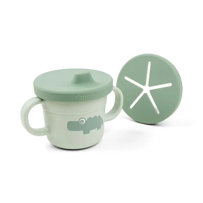 Done Deer Vaso y Contenedor para snack - Croco verde