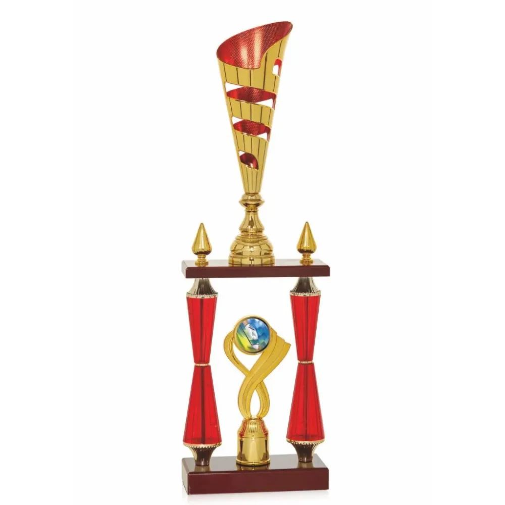 Copa deportiva Oro y Rojo - Esfera Central Personallizable