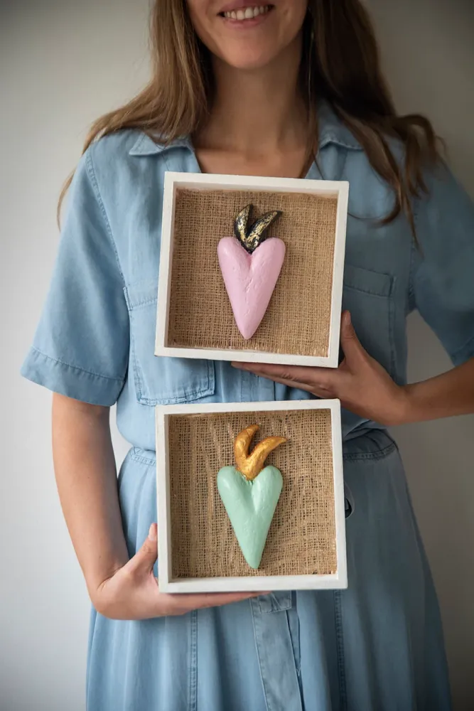 Cuadro Luz de Amor (22 cm) Rosado De Corazón