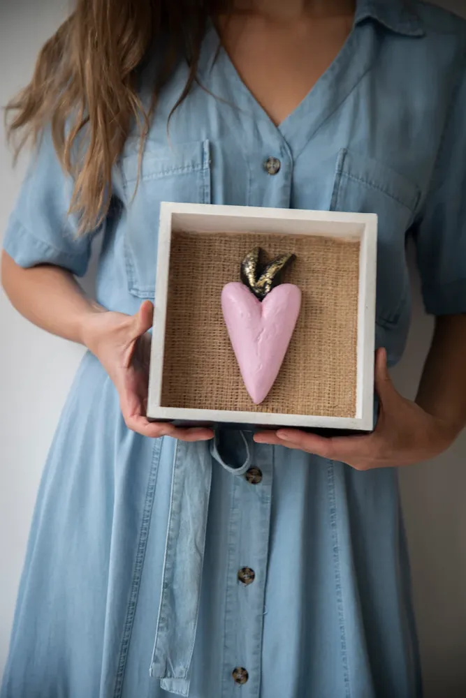 Cuadro Luz de Amor (22 cm) Rosado De Corazón