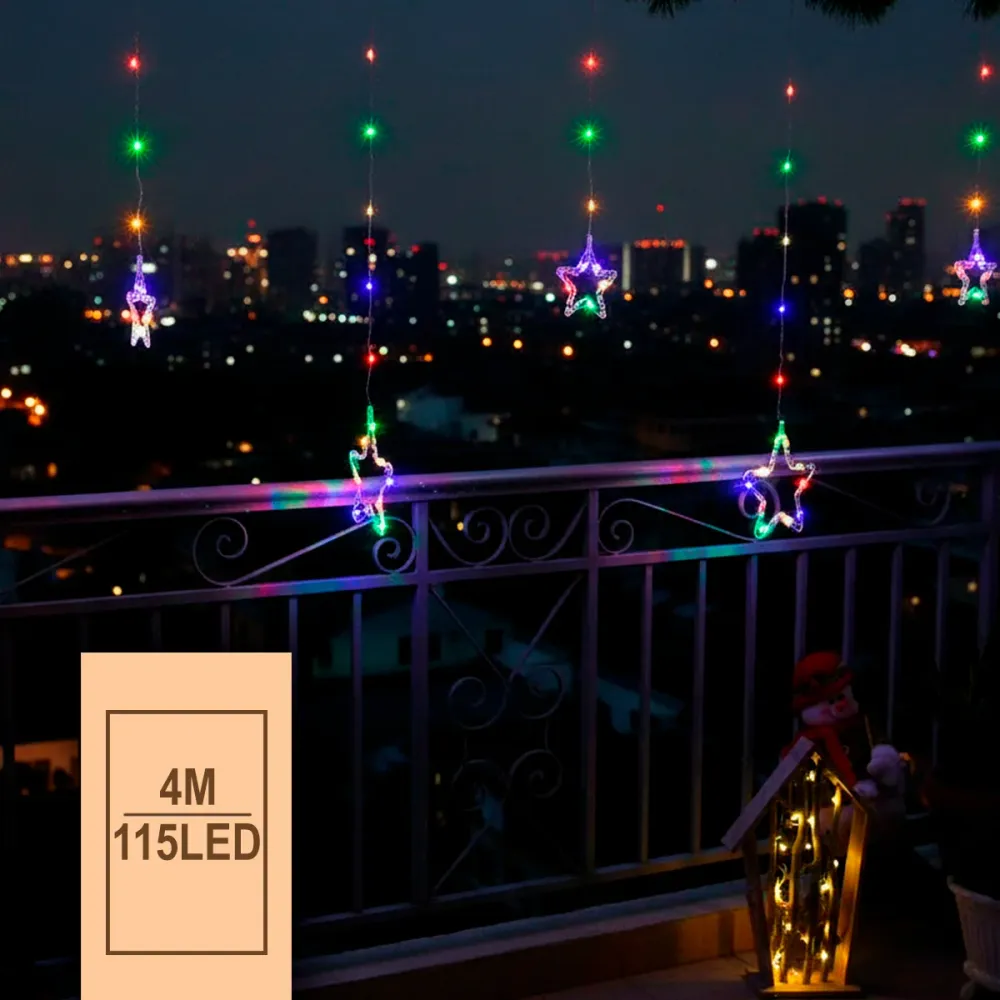 Cortina Intercalada Estrellas 4M Luces Micro Led Navidad 1743 Multicolor