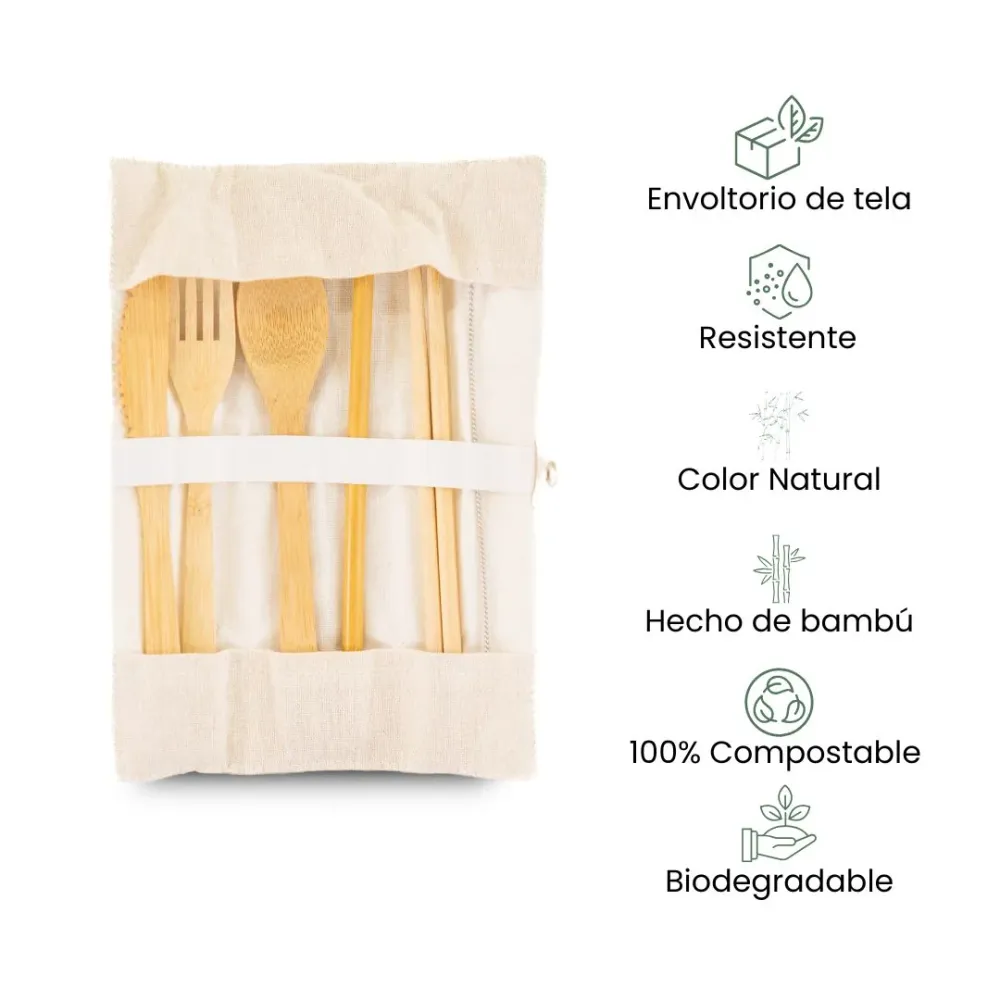 Fair Set de cubiertos de bambú Beige Fair Zero Waste
