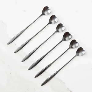 CUCHARA CORAZON BLACK x 6
