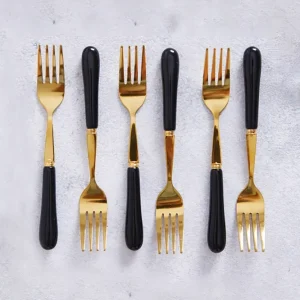 Tenedor De Postre Gold & Black 15Cm X 6
