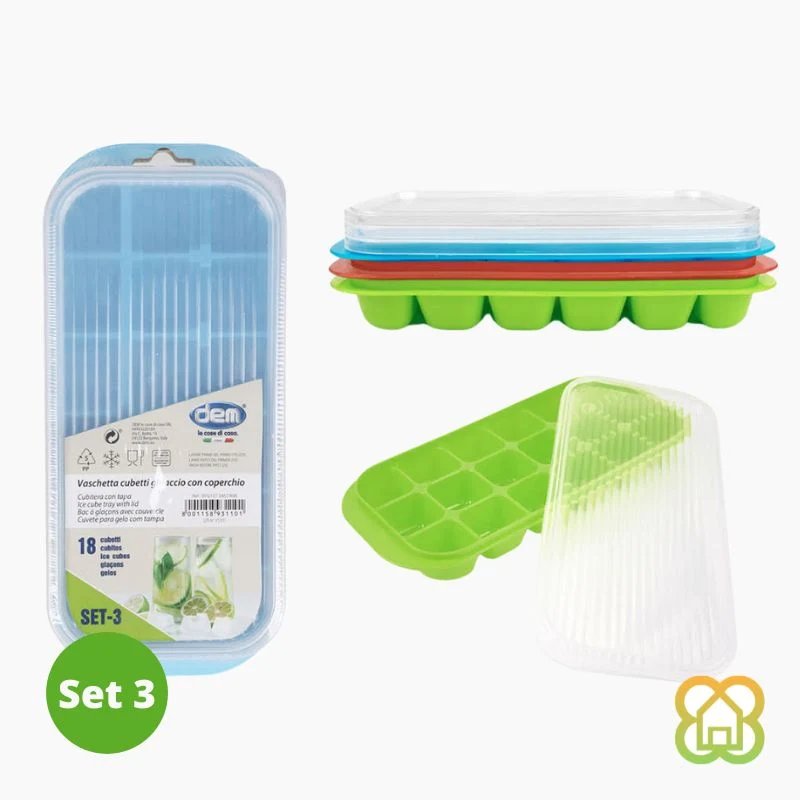 Set 3 Cubiteras con Tapa 18 Cubitos MANGO SALADO