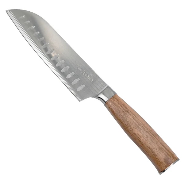 Cuchillo Santoku 7" Acero Inox con Mango de Madera de Acacia Grilltech