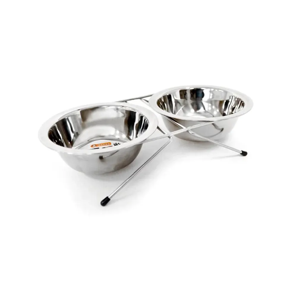 Comedero Elevado Doble de Acero para Perros y Gatos Yommy