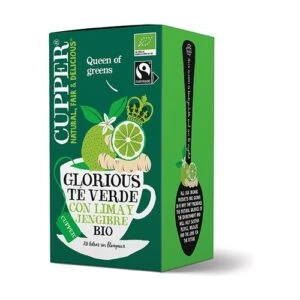 Infusión té verde con lima y jengibre bio Cupper, 20 bolsitas