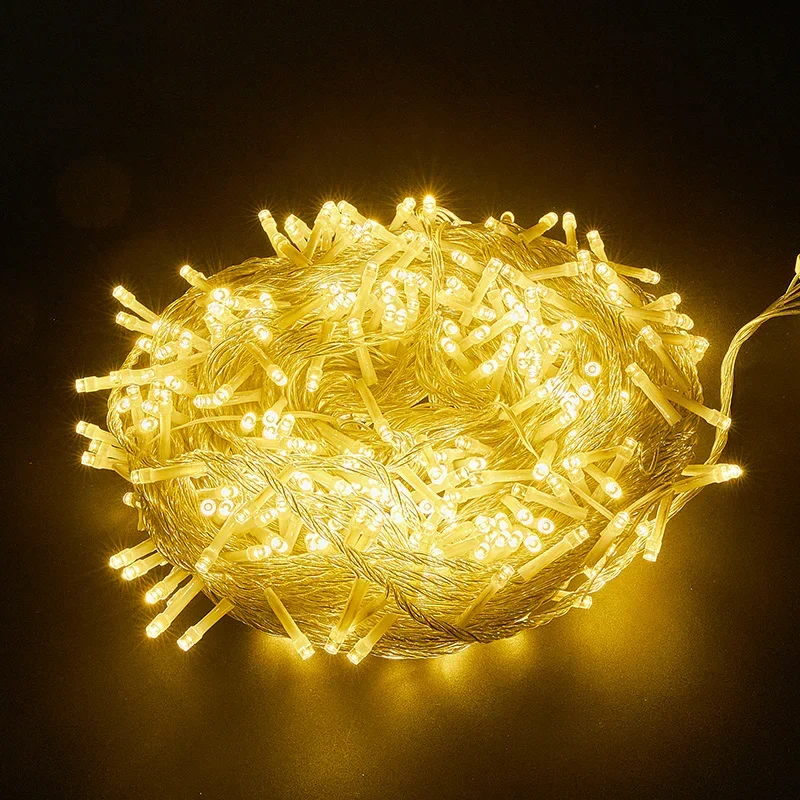 Cadena de luces decorativas navideñas blanco cálido 10 metros 80 cuentas de lámpara uso con baterí
