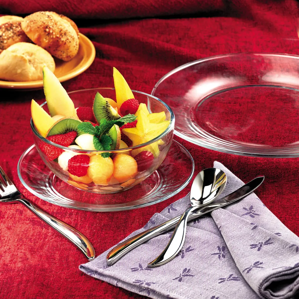 Libbey 12‑Piece Clear Glass Round Dinnerware Set, Service 4
