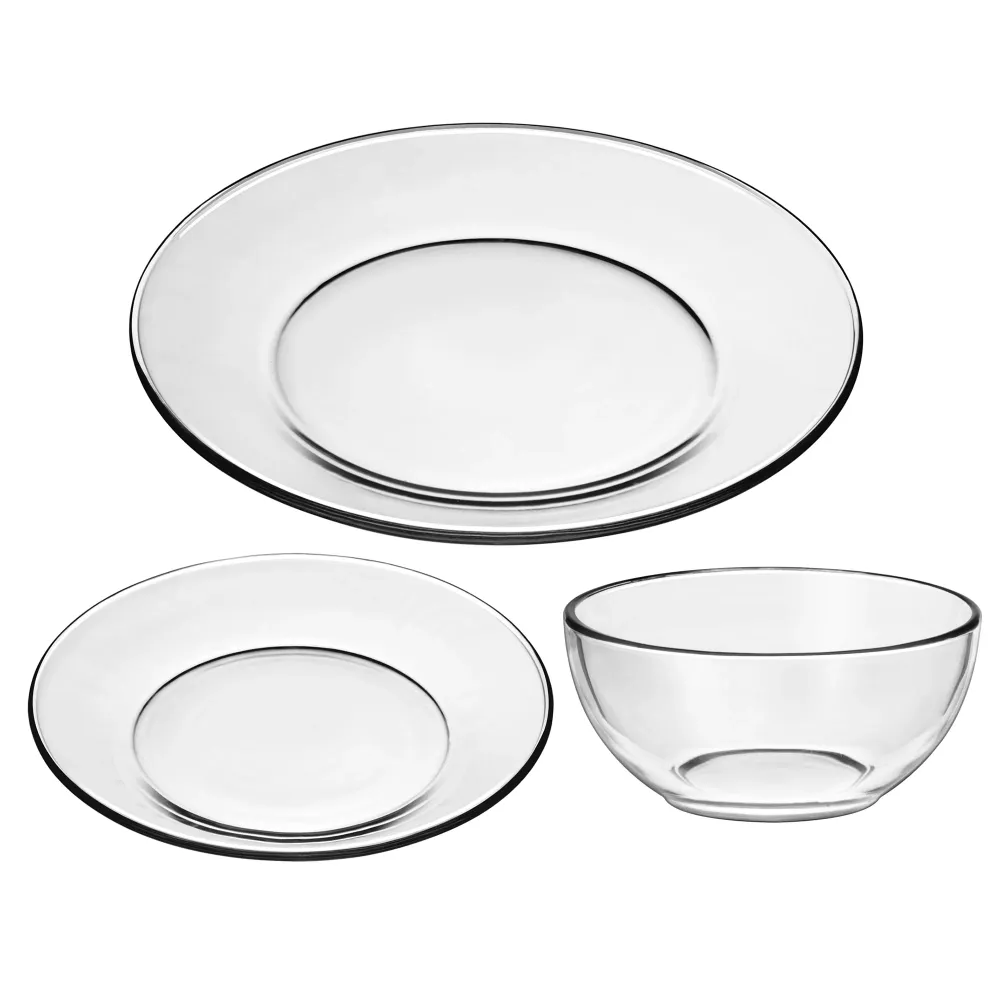 Libbey 12‑Piece Clear Glass Round Dinnerware Set, Service 4