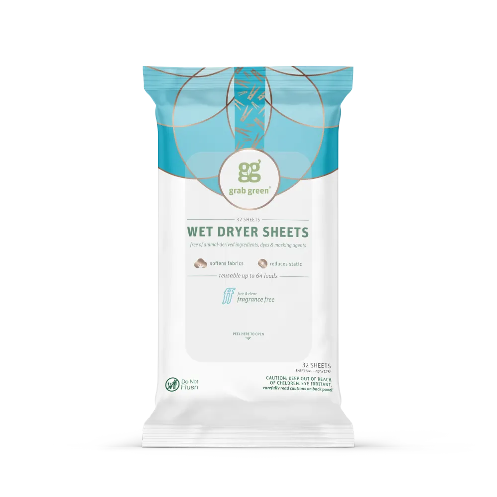 Wet Dryer Sheets - Fragrance Free grab green